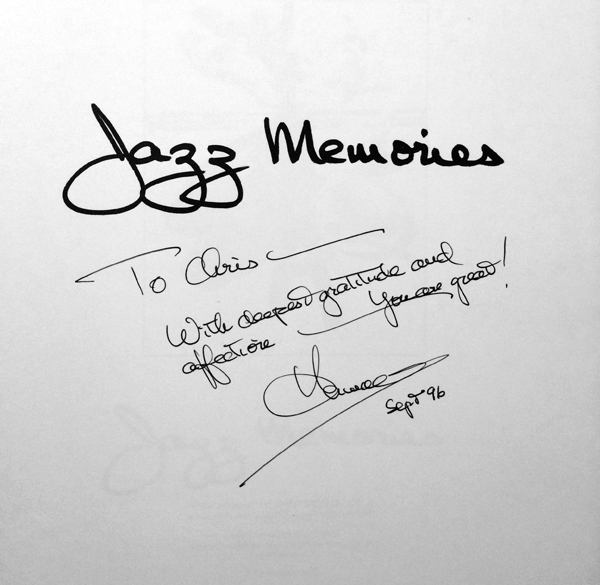 Inscribed copy of Jazz Memories.