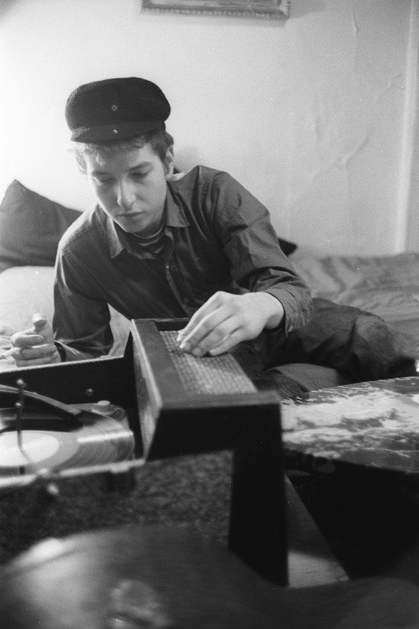 Dylan playing a record