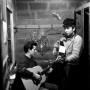 Bob Dylan with Mark Spoelstra in the basement at Gerde’s Folk City, 11 W 4th St., Greenwich Village. 1961.