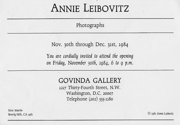Annie Leibovitz Photographs Invitation Annie Leibovitz Photographs Invitation